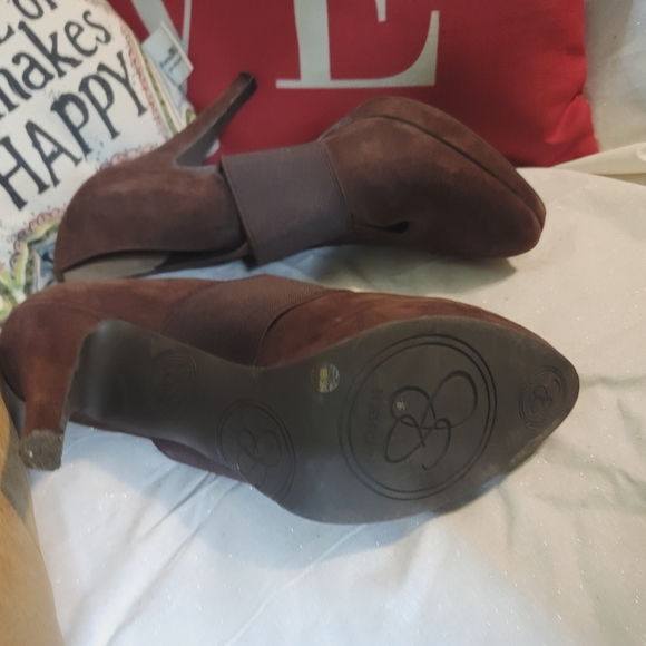Jessica Simpson women's Heels Booties 8B Brown Suede Stretch - Picture 8 of 9